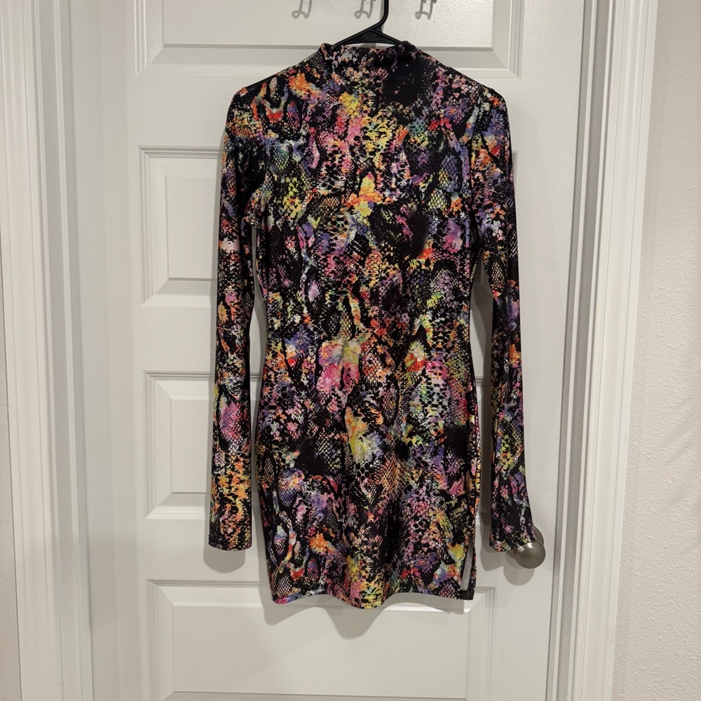 Snakeskin Print Long Sleeve Mini Dress❤️